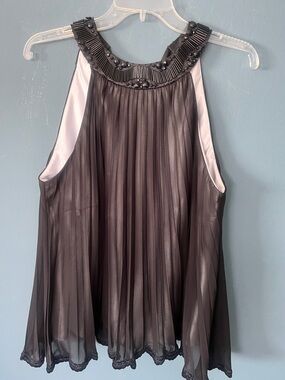 Pants suit - two piece Embellished Pleated Halter Tank Top - Pants black w/sheer